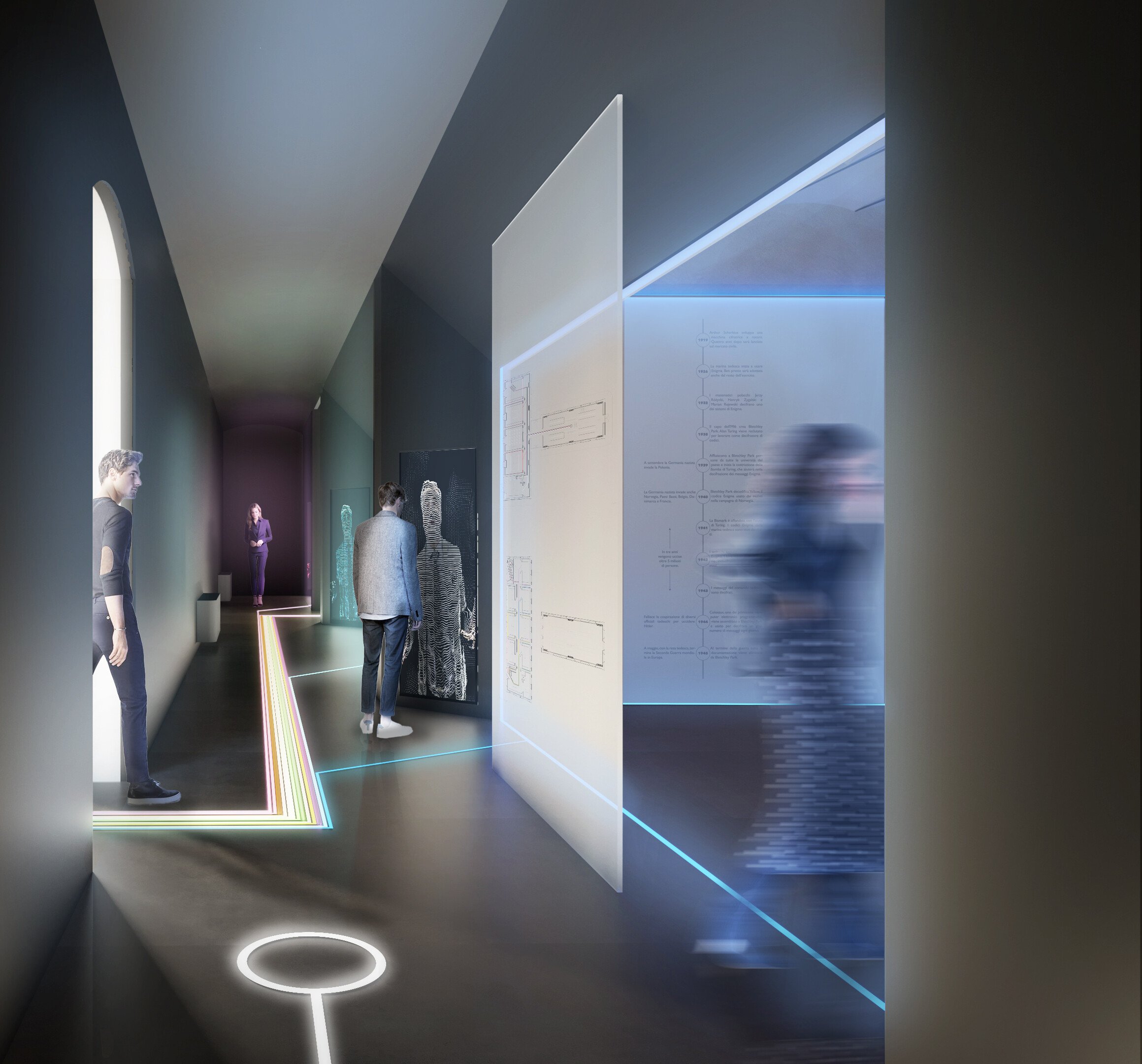 Museo del Calcolo — render dei supporti espositivi